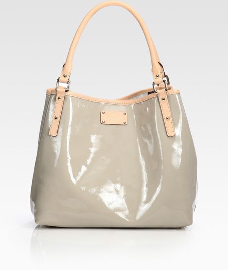 Kate Spade Sophie Patent Leather Tote Bag in Gray