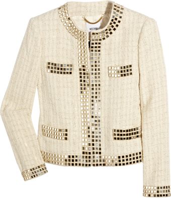 Moschino Mirror-embellished Metallic Tweed Jacket - Lyst