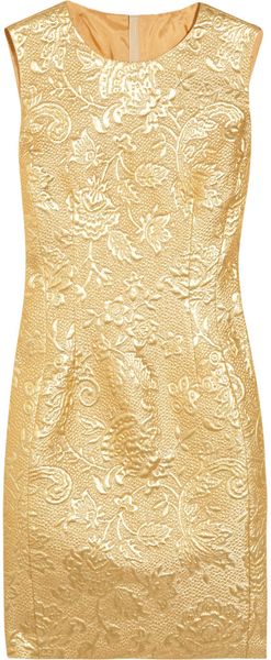 Moschino Metallic Brocade Dress in Gold - Lyst