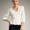 Nanette Lepore Flirtatious Ruffled Blouse in Beige (cream) - Lyst