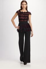 Oscar de la Renta Tulle and Lace Blouse