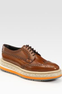 Prada Wing-tip Platform Espadrille Oxfords - Lyst