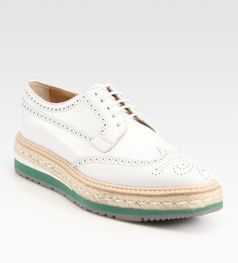 Prada Wing-tip Platform Espadrille Oxfords - Lyst