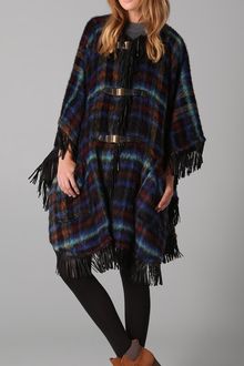 See By Chloé Wool Cape with Leather Fringe and Buckles - Lyst