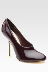 Stella McCartney High Vamp Faux Patent Leather Pumps