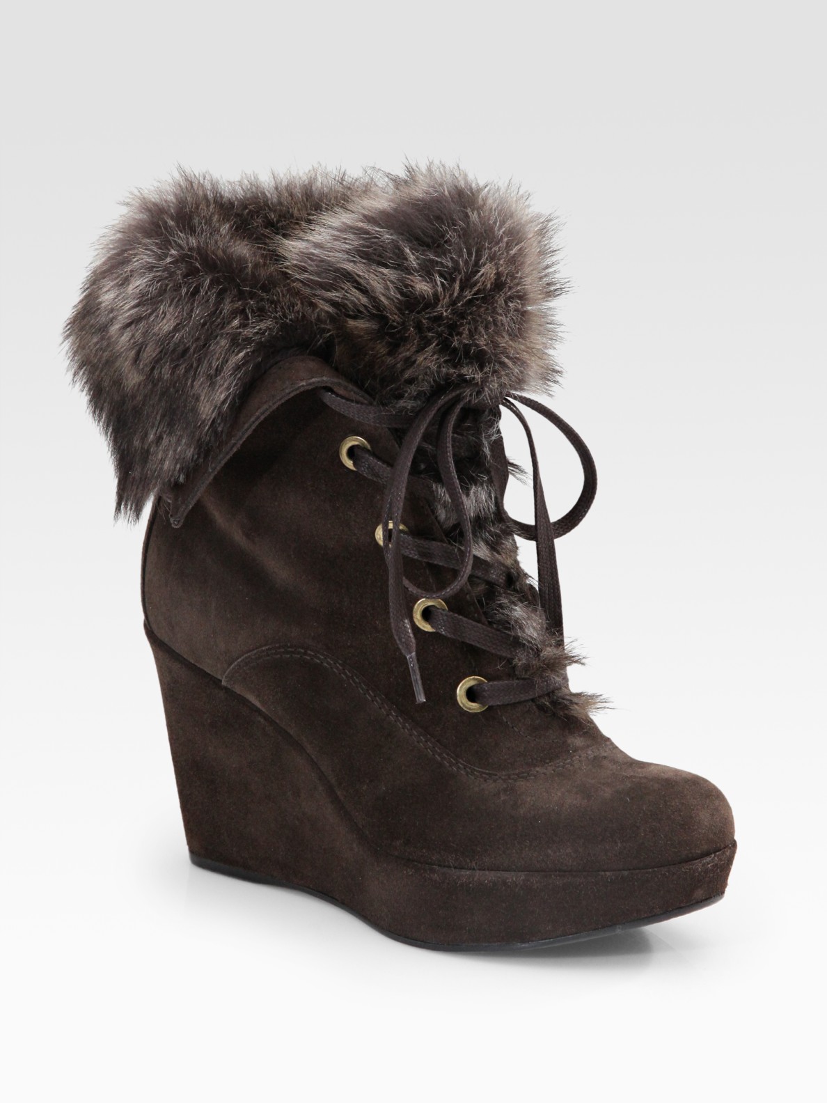 brown boots with wedge