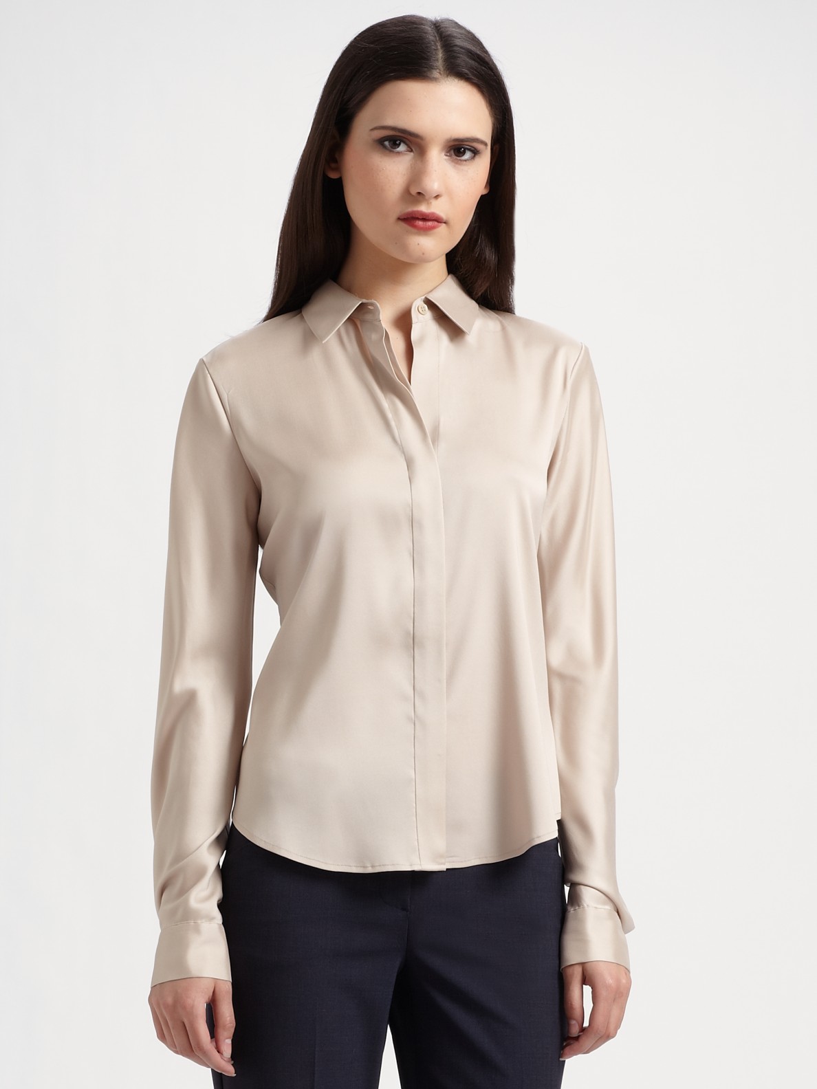 Theory Silk Shirt in Beige (cream) Lyst