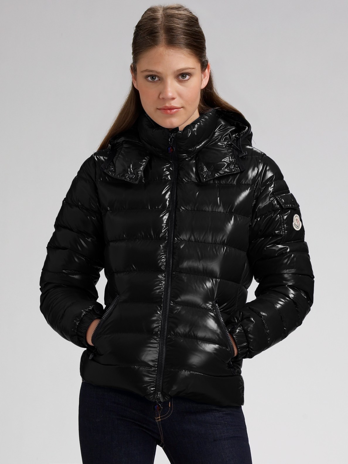 Moncler Hooded Puffer Jacket in Black | Lyst