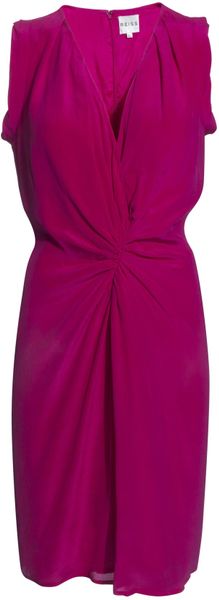 Reiss Silk Drape Dress in Pink (fuchsia) - Lyst