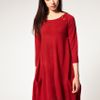 Asos Collection Asos Knitted Dress with Trapeze Button Detail in Red (darkred) - Lyst