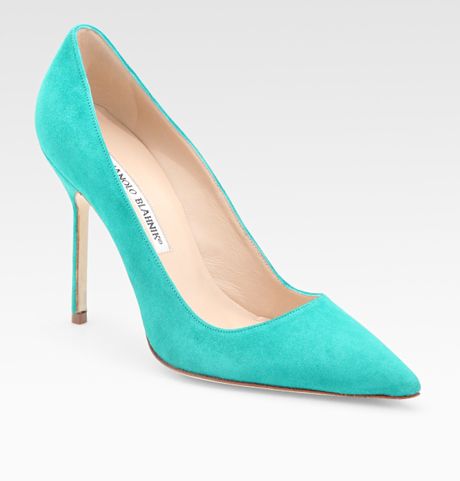 Manolo Blahnik Bb Suede Point Toe Pumps in Blue (teal) - Lyst
