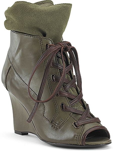 olive open toe booties