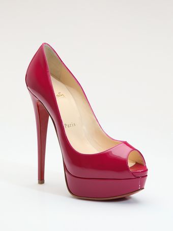 Christian Louboutin Lady Peep Patent Leather Platform Pumps - Lyst
