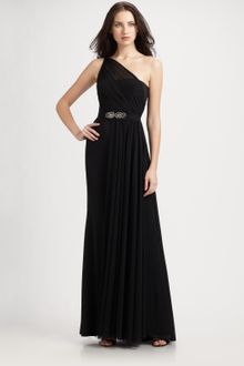 Ml Monique Lhuillier One Shoulder Jersey Gown - Lyst