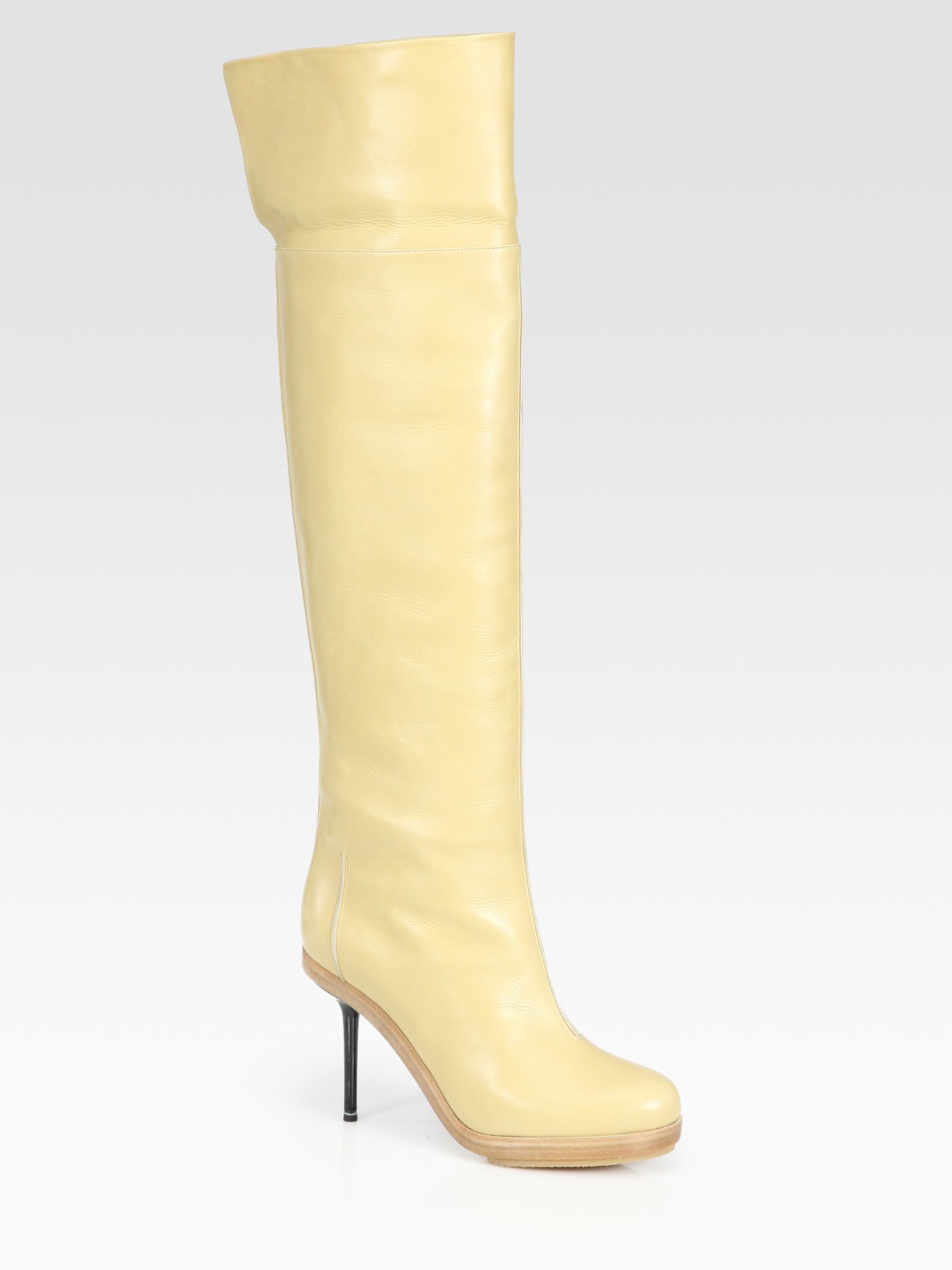 cream boots knee high