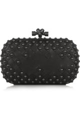 Bottega Veneta Waxy Studded Intrecciato Leather Box Clutch