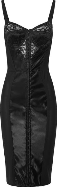 Dolce & Gabbana Lace and Satin Bustier Dress in Black - Lyst