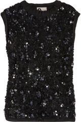 Lanvin Sequined Tulle and Jersey Top