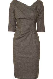 Lela Rose Wool-blend Wrap-effect Dress - Lyst