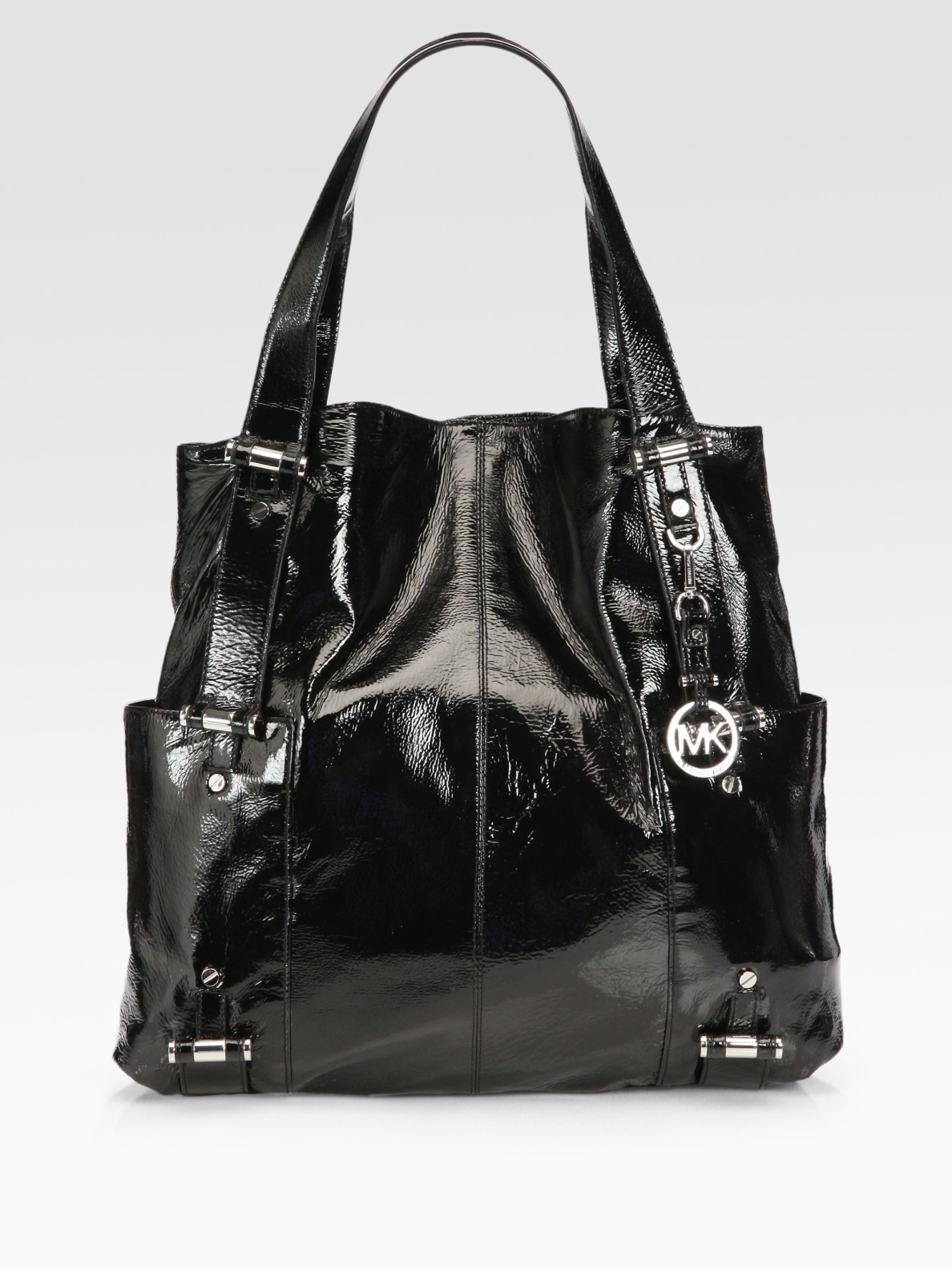 Michael Michael Kors Gibson Patent Leather Large Tote Bag in Black | Lyst