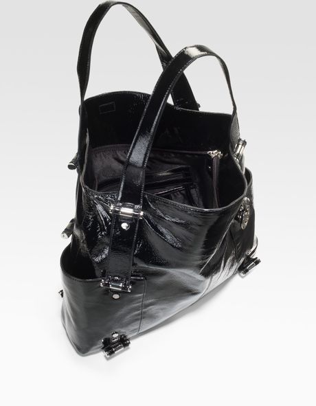 Michael Michael Kors Gibson Patent Leather Large Tote Bag in Black