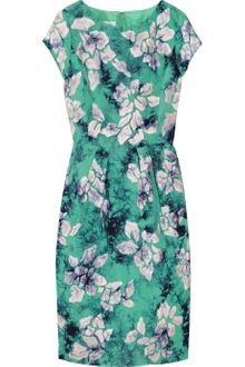 Oscar de la Renta Embroidered Silk-faille Dress - Lyst