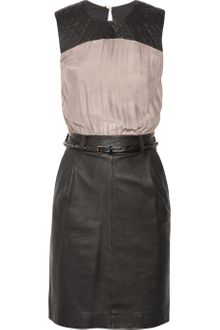 Preen Line Laurent Leather and Chiffon Dress - Lyst