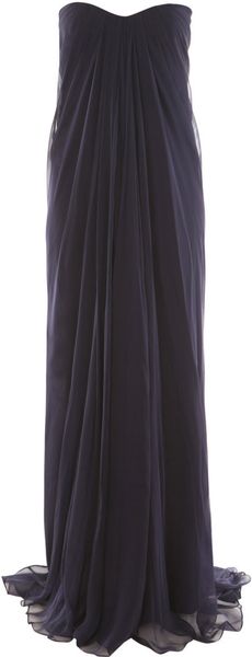 Alexander McQueen Strapless Silk-chiffon Dress - Lyst