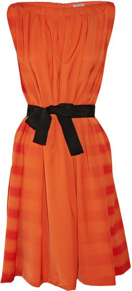 Bottega Veneta Belted Striped Silk Dress - Lyst