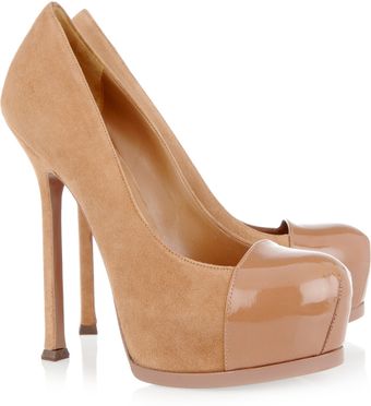 Yves Saint Laurent Tribtoo Suede and Patent-leather Pumps - Lyst