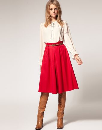 ASOS Collection Asos Midi Skirt with Belt - Lyst