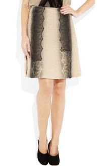 Bottega Veneta Lace-trimmed Wool-blend Skirt - Lyst