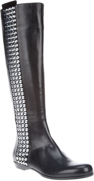 Gianmarco Lorenzi Stud Riding Boot in Black - Lyst