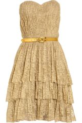 Robert Rodriguez Belted Tiered Lace Dress