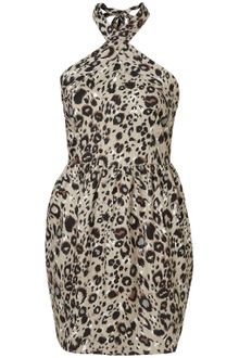 Topshop Grey Leopard Halter Dress - Lyst