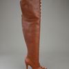 Valentino Long Studded Boot in Brown - Lyst