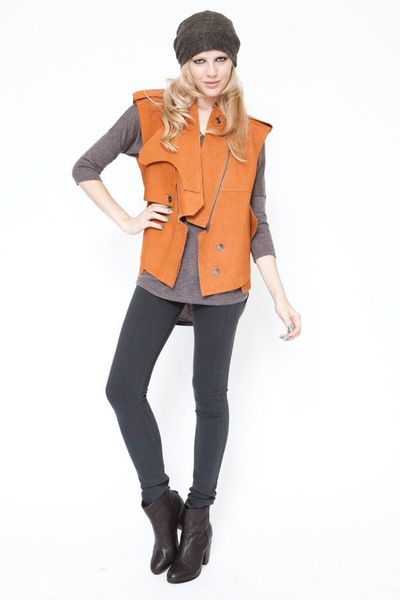 Alexander Wang Suede Trench Vest in Orange - Lyst