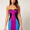 Asos Collection Asos Bandeau Dress in Colour Block in Blue (blackbluepink) - Lyst