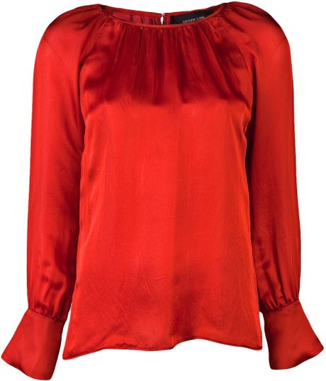 Derek Lam Long Sleeve Blouse in Red - Lyst