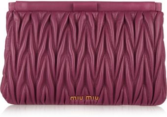 Miu Miu Matelassé Leather Clutch - Lyst
