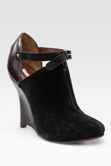 Opening Ceremony Suede and Leather Wedge Ankle Boots