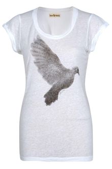 MiH Jeans Scoop Neck Dove Print Tee - Lyst