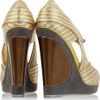 Yves Saint Laurent Maggy Metallic Leather Wedges in Gold - Lyst