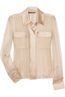 Alberta Ferretti Pleated Silk-chiffon Blouse - Lyst