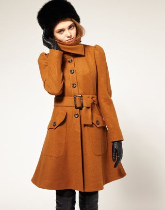 ASOS Collection Asos Fit and Flare Coat with Belt - Lyst