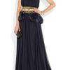 Alexander Mcqueen Feathered Halterneck Chiffon Gown in Blue (navy) - Lyst