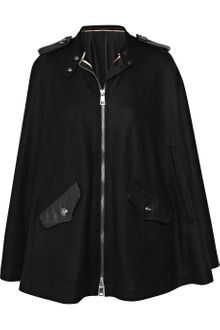 Burberry Brit Leather-trimmed Wool-felt Cape - Lyst