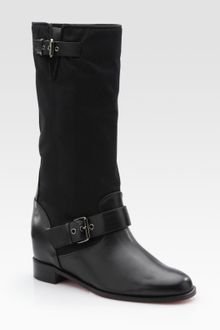 Christian Louboutin Ajasmine Leather Mid-calf Motorcycle Boots - Lyst