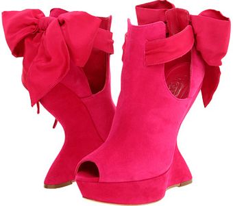 Alexander McQueen Peep Toe Bow Wedge - Lyst