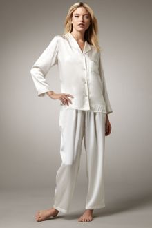 Neiman Marcus Classic Silk Pajamas, Ivory - Lyst